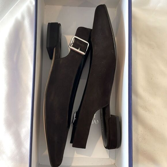 STUART WEITZMAN BROWN SUEDE SLINGBACK FLATS. NEW - Picture 7 of 8